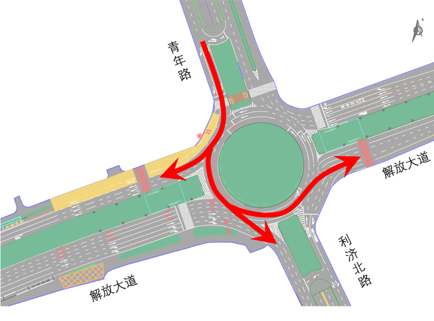 武汉交警对航一层环岛路口交通组织进一步优化 允许路口北侧青年路